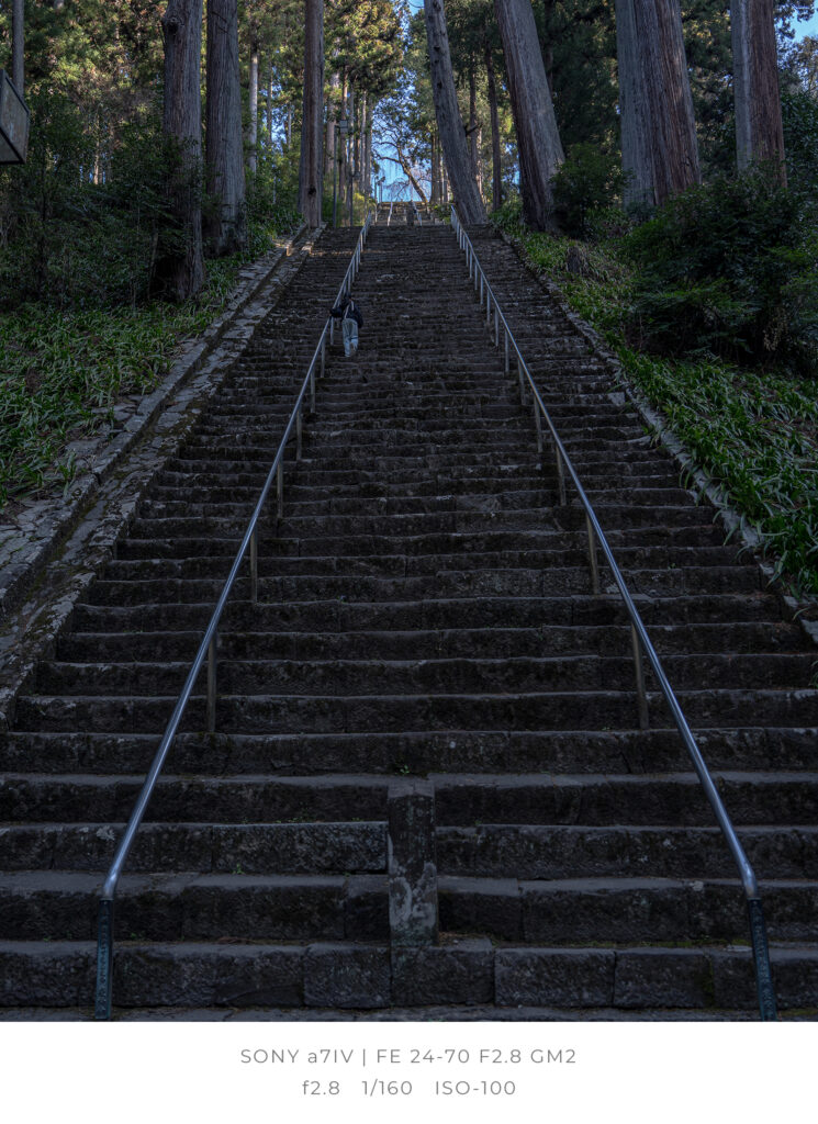 身延山久遠寺 287段の菩提梯 下から見上げた画像