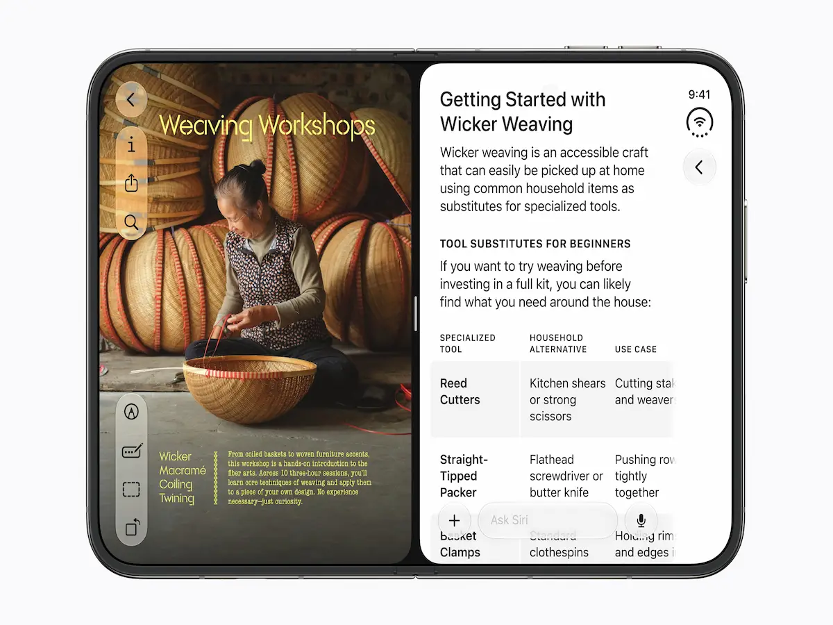 iPhone Duoを開いてSafariとSiriを並べて使うマルチタスク画面